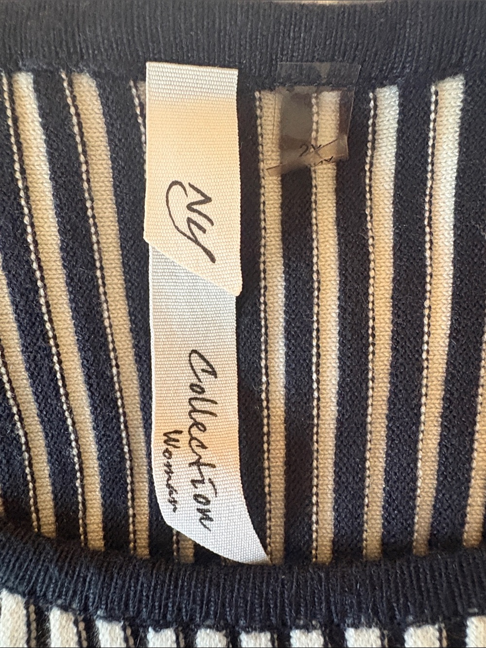 NY Collection Woman’s Preppy Office A-Line Navy/ White Striped Knit Dress SZ 2X - Picture 3 of 7